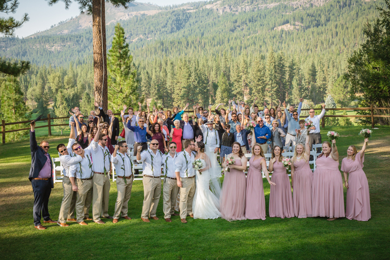 wedding party celebrating on golf course