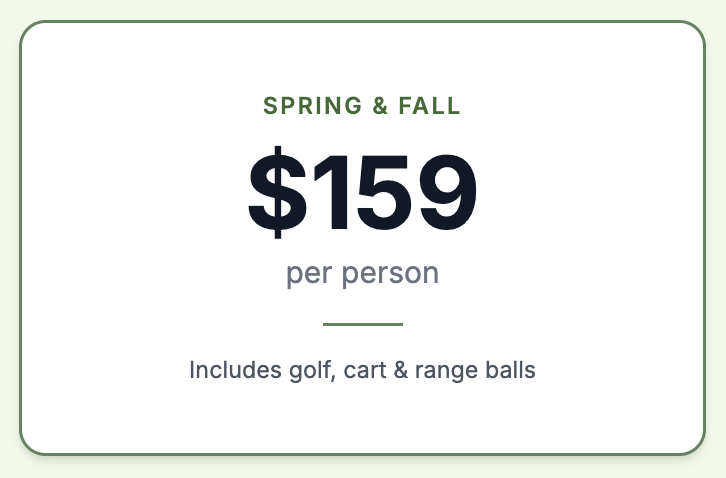 Spring and Fall pricing
